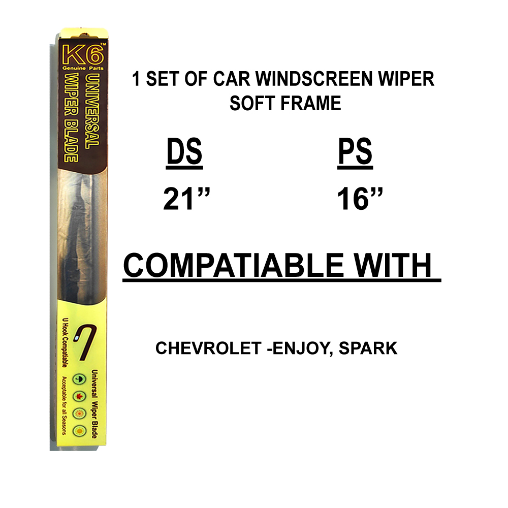 10. K62116-SFCW K6 CAR WIPER BLADE 21" & 16" SOFT FRAME | UNIVERSAL HOOK - Image 3