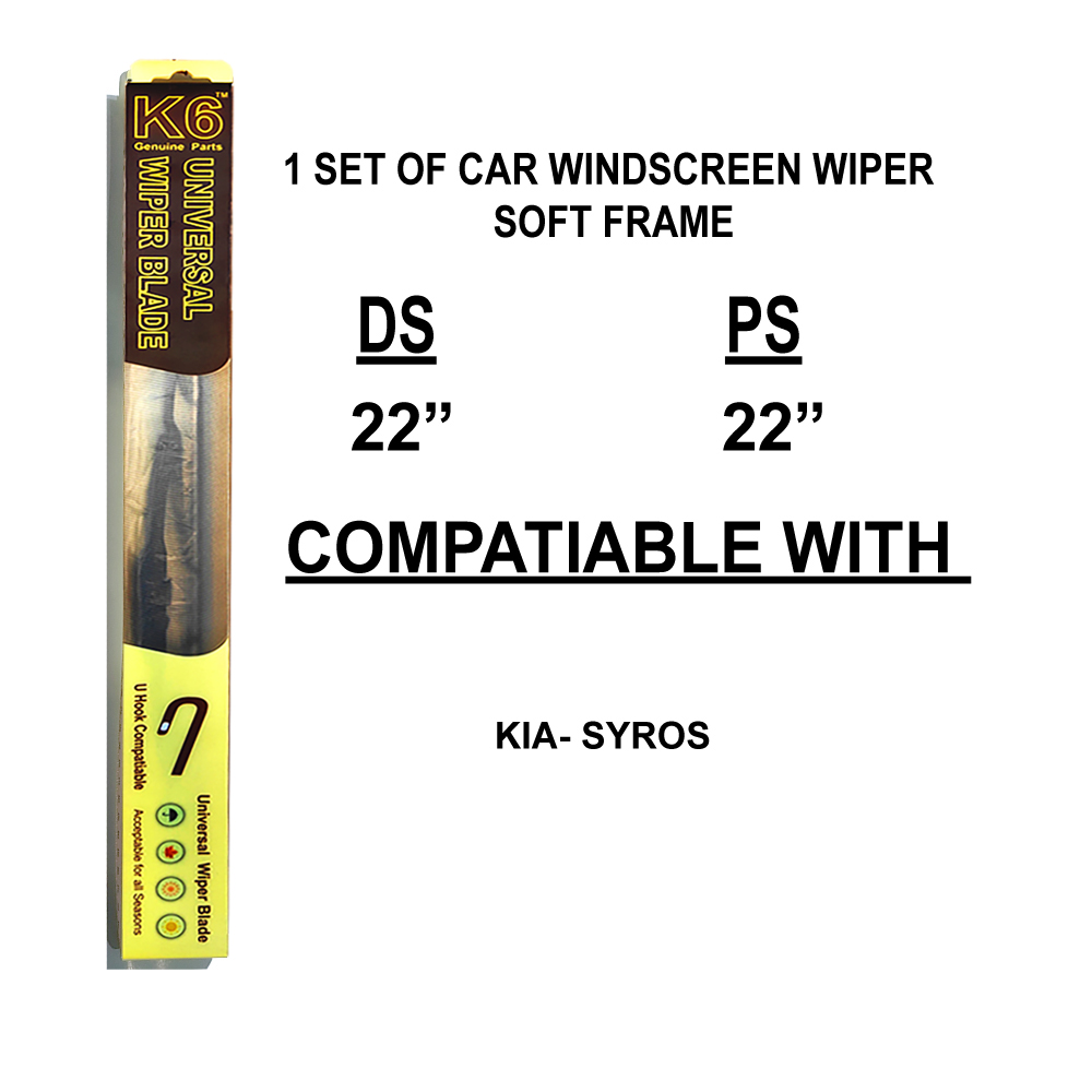 17. K62222-SFCW K6 CAR WIPER BLADE 22" & 22" SOFT FRAME | UNIVERSAL HOOK - Image 3