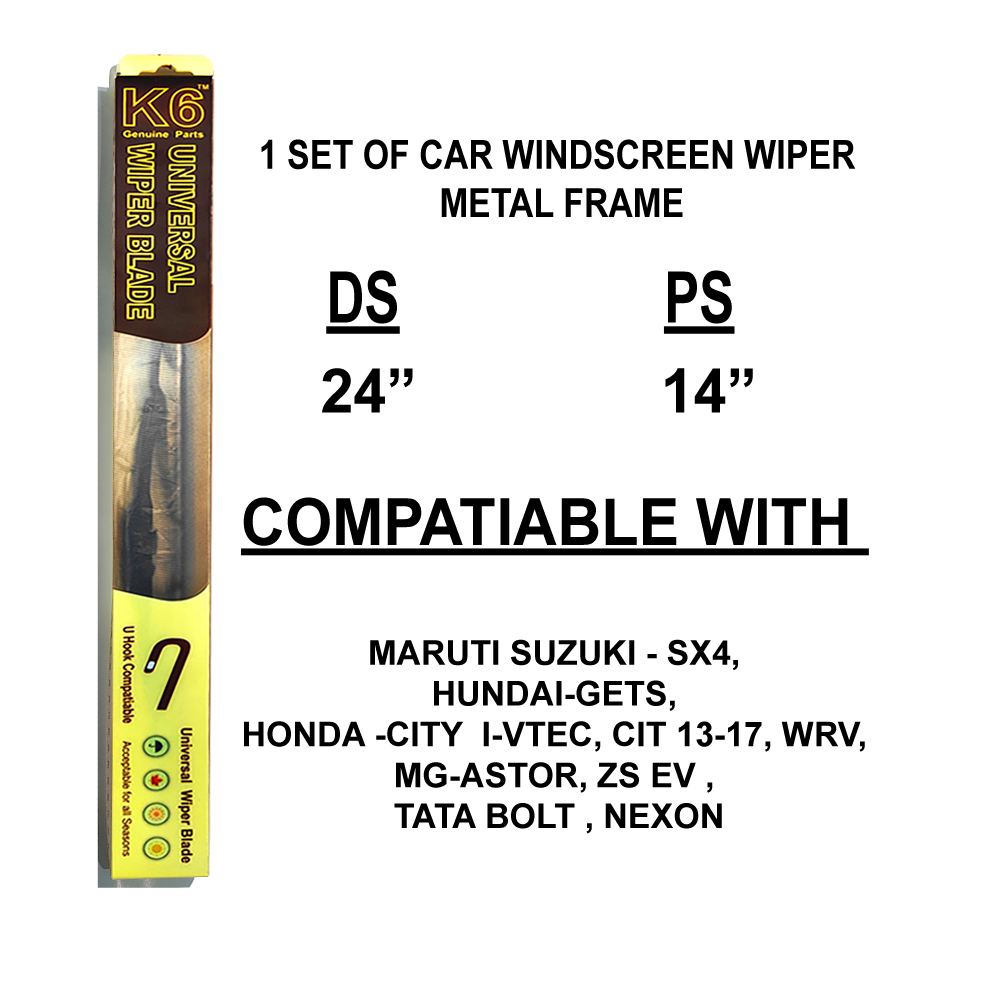 18. K62414MFCW K6 CAR WIPER BLADE 24" & 14" METAL FRAME | UNIVERSAL HOOK - Image 3