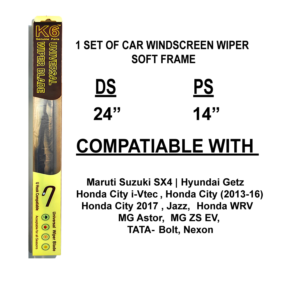 19. K62414-SFCW K6 CAR WIPER BLADE 24" & 14" SOFT FRAME | UNIVERSAL HOOK - Image 3
