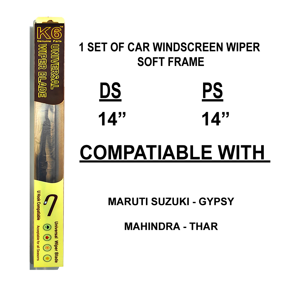 2. K61414-SFCW K6 CAR WIPER BLADE 14" & 14" SOFT FRAME | UNIVERSAL HOOK - Image 4