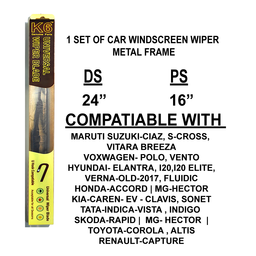20. K62416MFCW K6 CAR WIPER BLADE 24" & 18" METAL FRAME | UNIVERSAL HOOK - Image 3