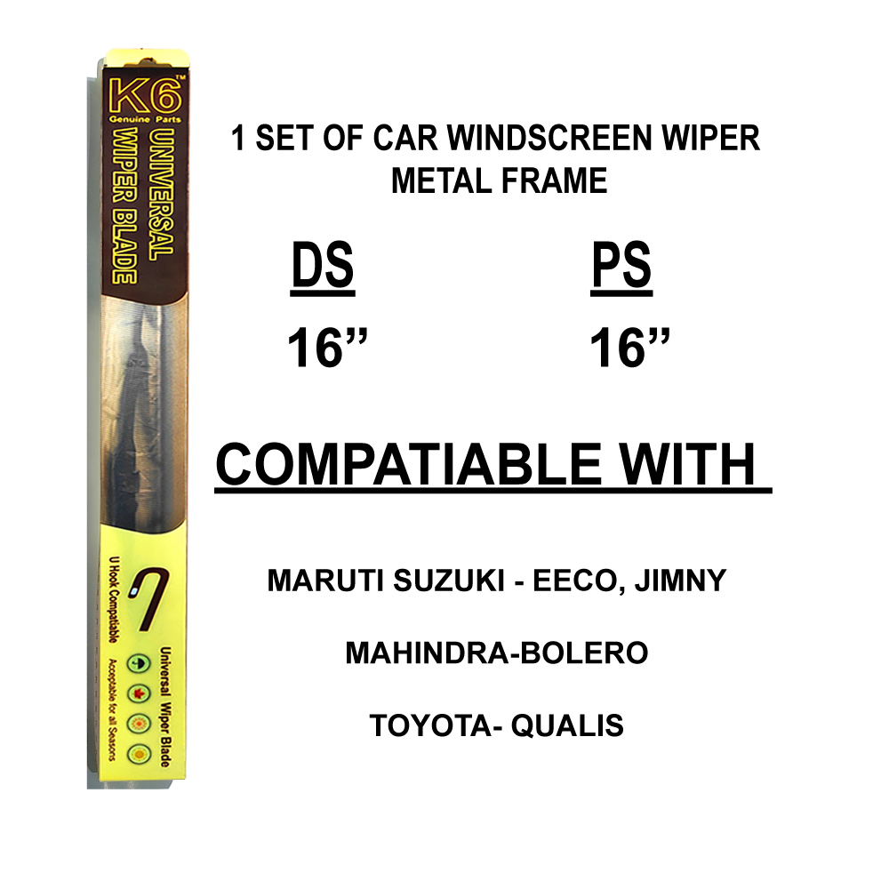 3. K61616MFCW K6 CAR WIPER BLADE 16" & 16" METAL FRAME | UNIVERSAL HOOK - Image 2