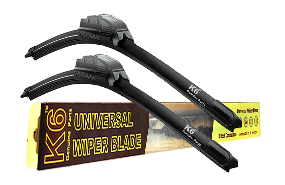 New-Box-pres-with-2-sf-wiper1- K6 CAR SOFT WIPER BLADE Set of 2 pcs, 21" & 19" Inches